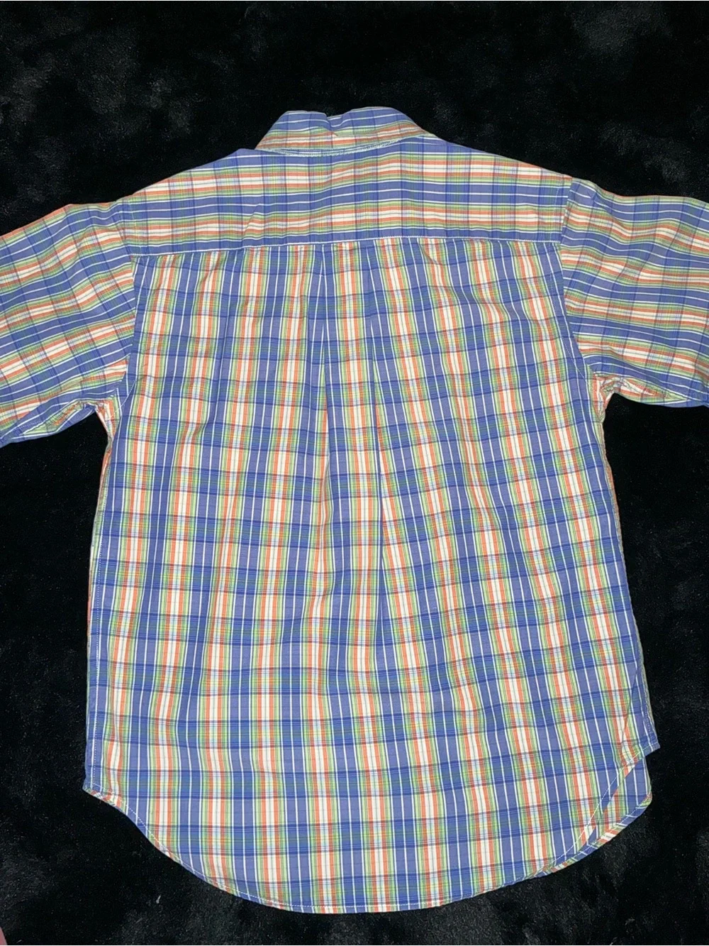 Ralph Lauren Boys Blue, Orange & Green Plaid Button-Down Shirt Small